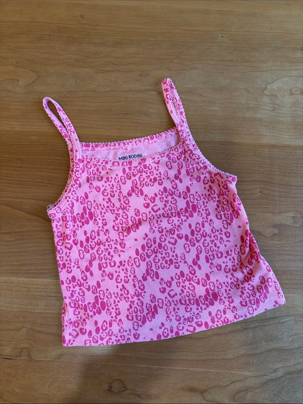 Mini Rodini Pink Leopard-Print Ribbed Tank